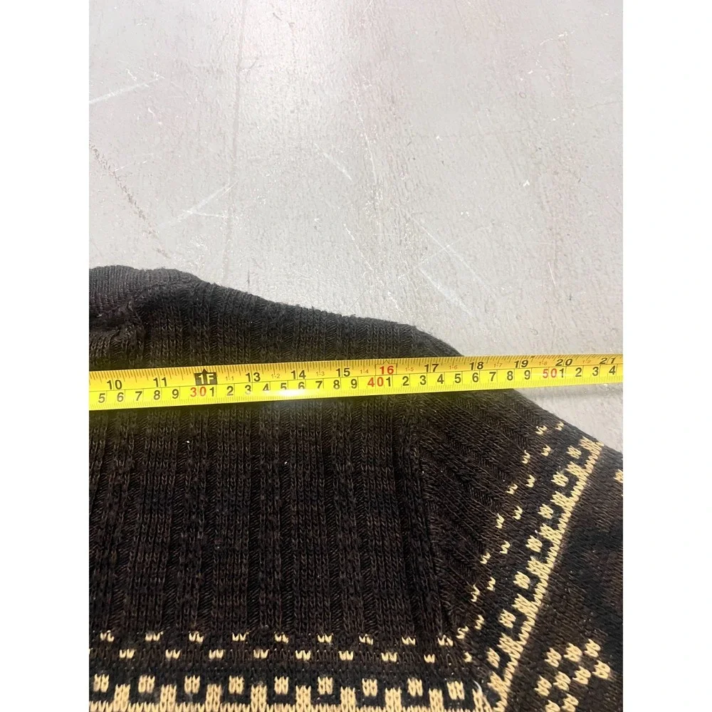 Vintage Flatiron‎ Mills Sweater Mens Medium Brown Geometric Tight Knit Warm Wear